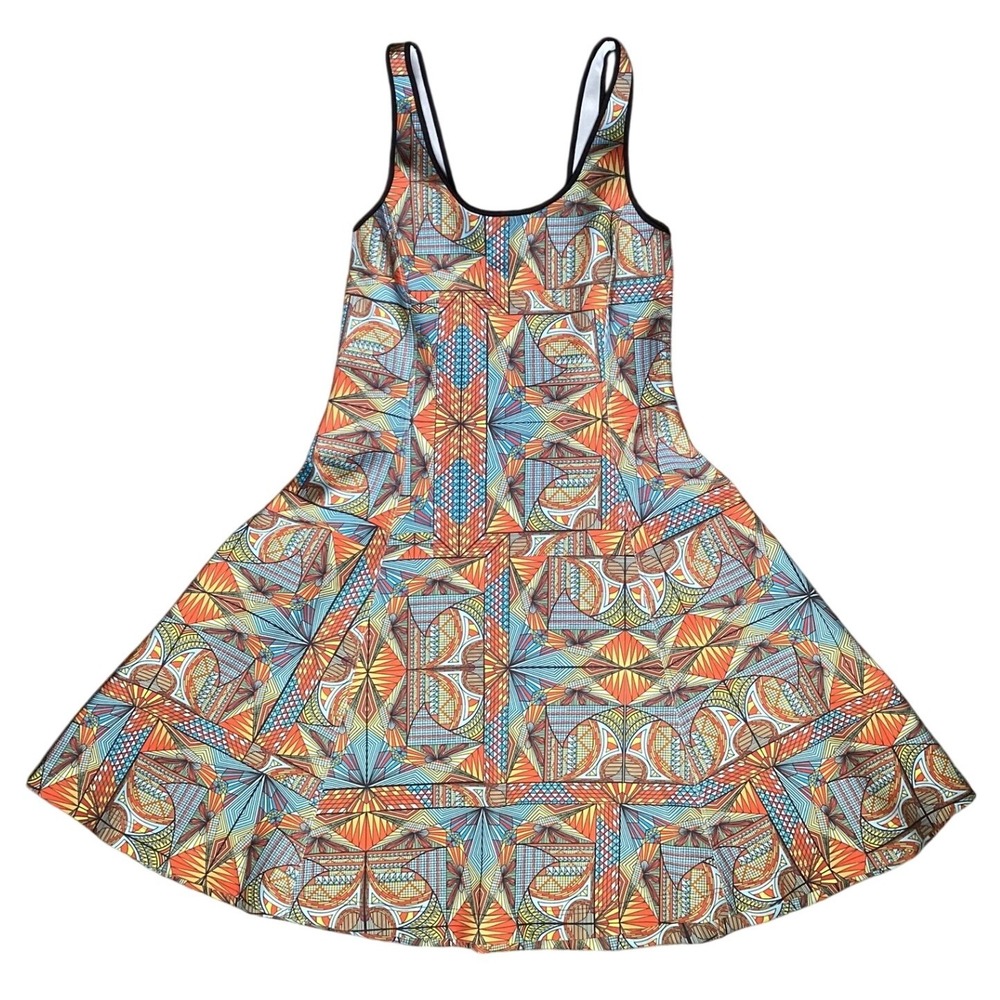 Clover Canyon Skater‎ Dress Womens Small Multicolor Good Geometric Neoprene USA - Picture 3 of 8